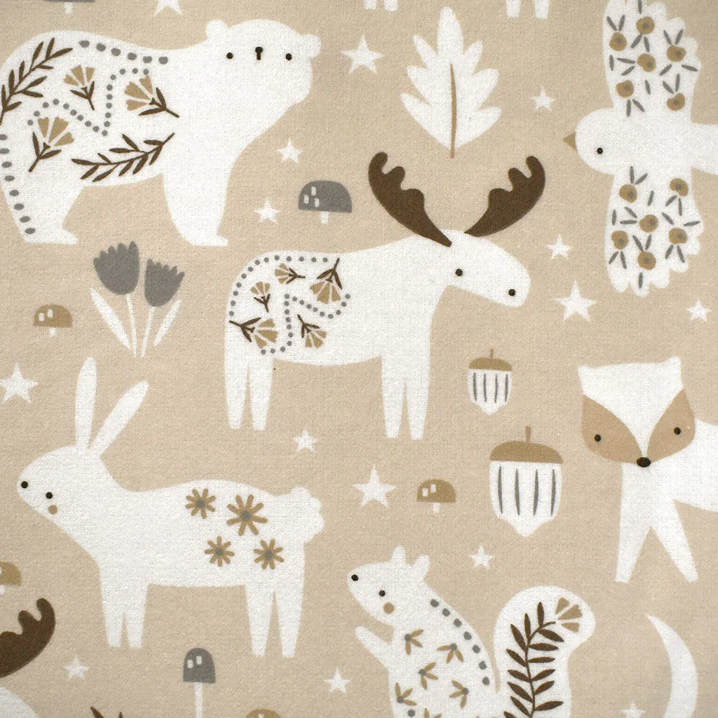 Winter Night Arctic Critters Cotton Flannel Latte