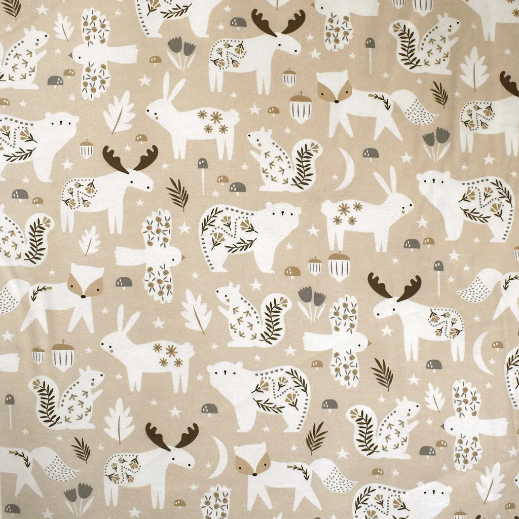 Winter Night Arctic Critters Cotton Flannel Latte