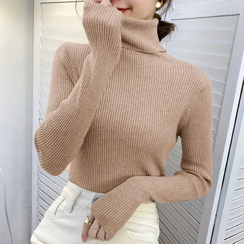 Women Fall Turtleneck Sweater Knitted Soft Pullovers Cashmere Jumpers Basic Soft Sweaters For Women 2024 Autumn Winter