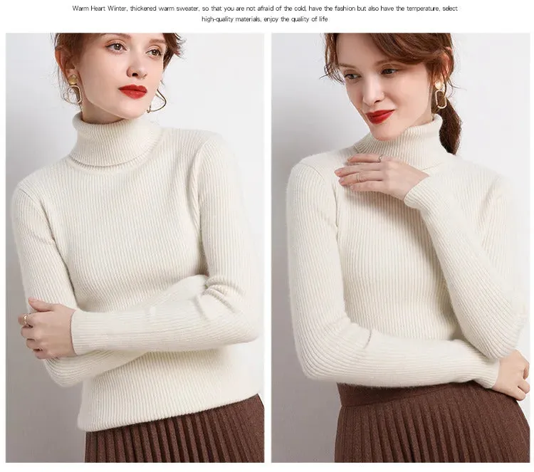 Women Fall Turtleneck Sweater Knitted Soft Pullovers Cashmere Jumpers Basic Soft Sweaters For Women 2024 Autumn Winter