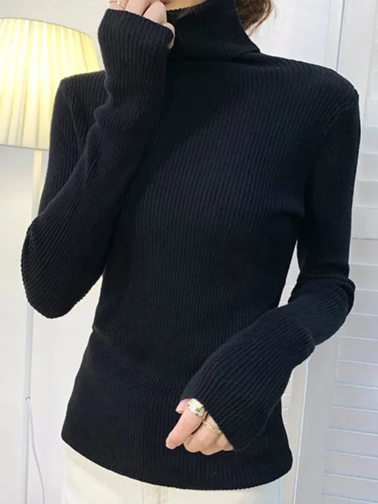 Women Fall Turtleneck Sweater Knitted Soft Pullovers Cashmere Jumpers Basic Soft Sweaters For Women 2024 Autumn Winter