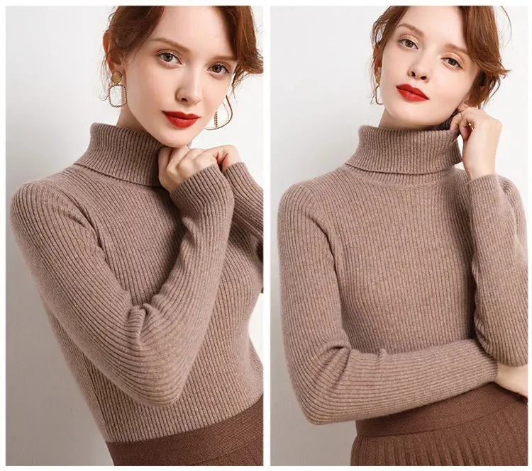 Women Fall Turtleneck Sweater Knitted Soft Pullovers Cashmere Jumpers Basic Soft Sweaters For Women 2024 Autumn Winter