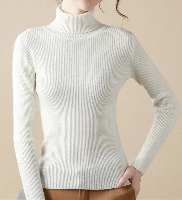 Women Fall Turtleneck Sweater Knitted Soft Pullovers Cashmere Jumpers Basic Soft Sweaters For Women 2024 Autumn Winter