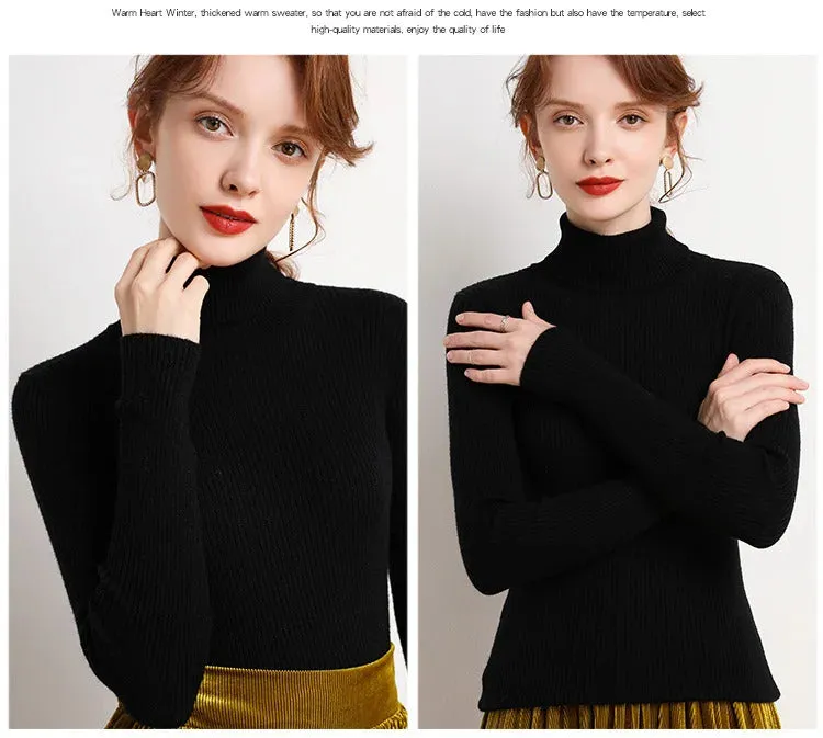 Women Fall Turtleneck Sweater Knitted Soft Pullovers Cashmere Jumpers Basic Soft Sweaters For Women 2024 Autumn Winter