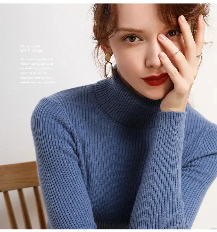 Women Fall Turtleneck Sweater Knitted Soft Pullovers Cashmere Jumpers Basic Soft Sweaters For Women 2024 Autumn Winter