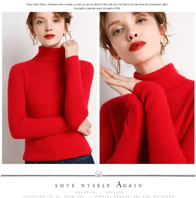 Women Fall Turtleneck Sweater Knitted Soft Pullovers Cashmere Jumpers Basic Soft Sweaters For Women 2024 Autumn Winter