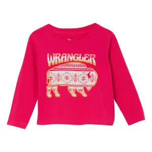 Wrangler Girl's Pink/Aztec Buffalo Long Sleeve Tee